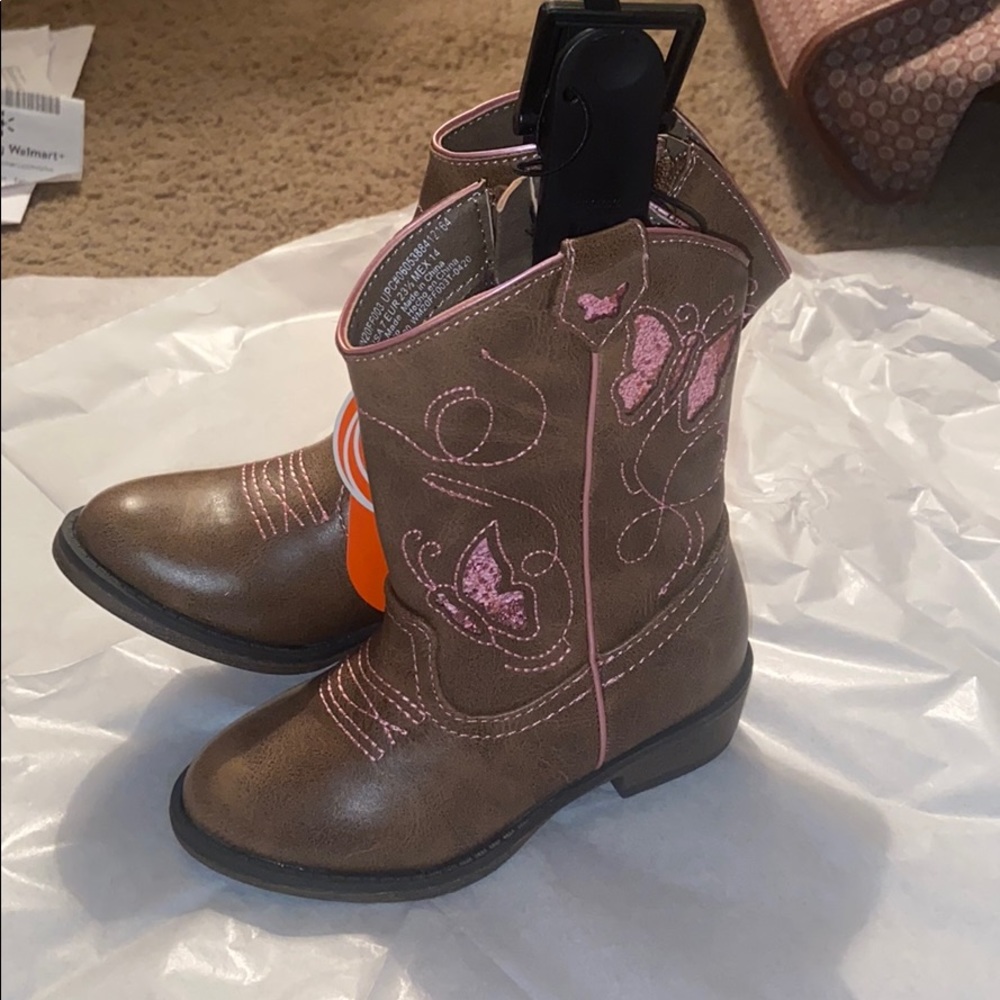 Wonder Nation Girls Cowboy Boots With Butterfly